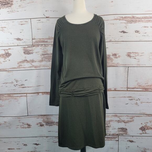 Carve Designs Long Sleeve Shore Dress Black Brown Stripe Size Large - Picture 1 of 7